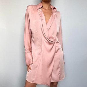 Satin blush wrap dress